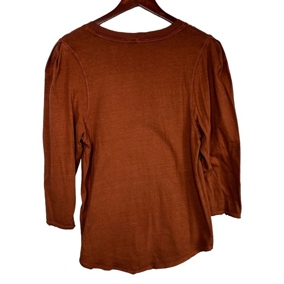 We the Free Clover Puff Shoulder Top Size XL Burnt Orange Mesa Curved Hem - Picture 4 of 13
